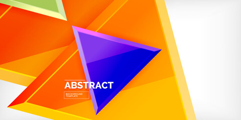 Fototapeta premium Abstract background - colorful triangles with 3d effect. Vector Illustration For Wallpaper, Banner, Background, Card, Book Illustration, landing page