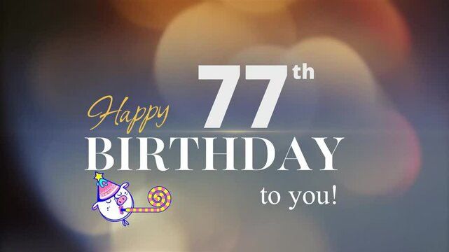 77th Happy Birthday, with gold particles Background, 77th Year Happy Birthday Wishes Greeting card, birthday card, invitation card, Celebration, party, Birthday wishes