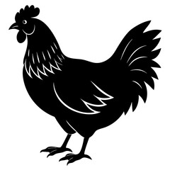 Chicken icon vector illustration. Black Chicken Silhouettes in Various Poses - Vector Farm Animal Illustrations.