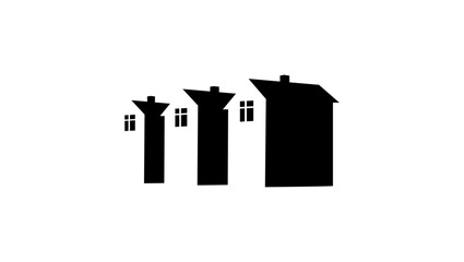 Terraced House, black isolated silhouette
