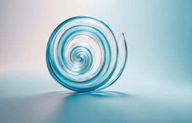 Fototapeta premium lose up of colorful glass spiral, motion blur, light blue background, high key color grading, soft shadows, clean sharp focus, paco rabbane Aesthetics 