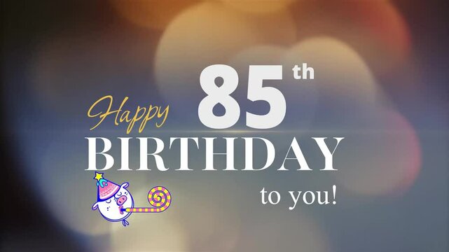 85th Happy Birthday, with gold particles Background, 85th Year Happy Birthday Wishes Greeting card, birthday card, invitation card, Celebration, party, Birthday wishes