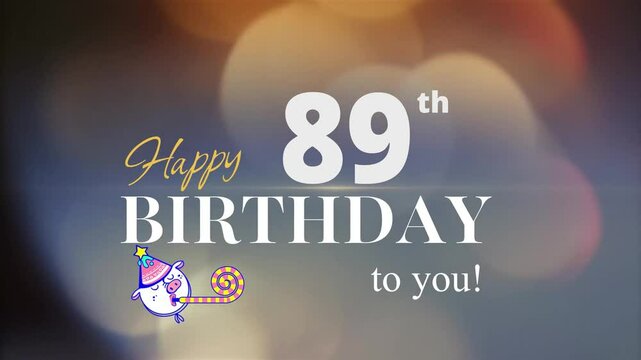 89th Happy Birthday, with gold particles Background, 89th Year Happy Birthday Wishes Greeting card, birthday card, invitation card, Celebration, party, Birthday wishes