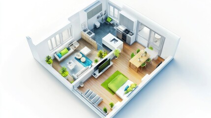 Modern Apartment Interior Design in 3D Perspective