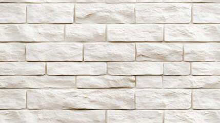 Fototapeta premium Cream and white brick wall texture background. Brickwork and stonework flooring interior rock old pattern design.