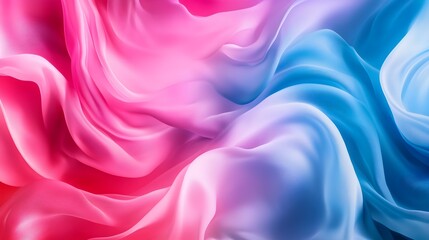 Obraz premium Organic abstract shapes in pastel pink and blue, glowing faintly, merging together smoothly, creating a calming, modern design with a minimalistic feel