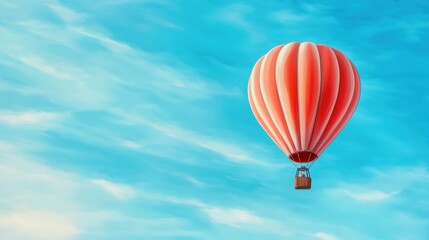 Naklejka premium A hot air balloon flying in the sky with a basket, AI