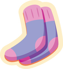This vector illustration features a pair of colorful striped socks lying on top of each other, perfect for designs related to winter, warmth, or cozy clothing