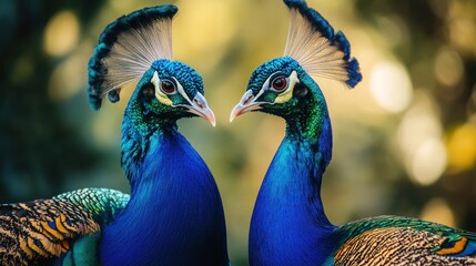 Fototapeta premium Two Peacocks Facing Each Other