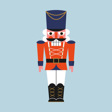 Christmas nutcracker toy. Flat style. Design element for winter holidays