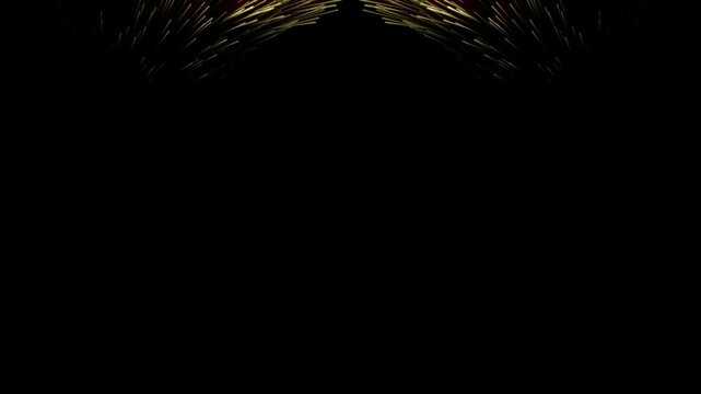 Against a dark background, yellow and orange tufts of lines appear on the sides, resembling fireworks. Abstract elements to decorate your video, you can use the blending modes to make the background