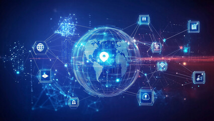 Obraz premium Telecommunication and Blockchain: Driving the Future of Global Networks