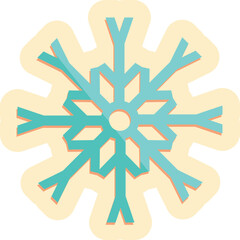 Turquoise snowflake casting a cool shadow on a pale yellow background
