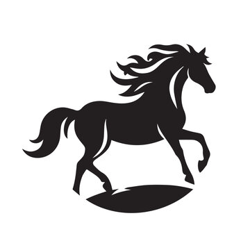 recommend clip art: Running horse silhouette. Horse vector design. Horse logo, icon design black and white.
