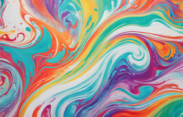 Obraz premium Abstract marbled acrylic paint ink painted waves painting texture colorful background banner