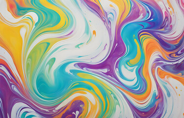 Obraz premium Abstract marbled acrylic paint ink painted waves painting texture colorful background banner