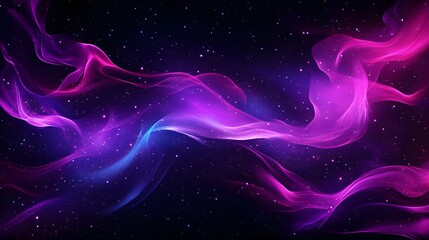 Obraz premium Abstract cosmic swirl pattern, deep space colors with purple and black, soft glowing elements, minimalistic and futuristic, seamless, perfect for tech designs.