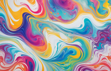 Fototapeta premium Abstract marbled acrylic paint ink painted waves painting texture colorful background banner