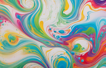 Fototapeta premium Abstract marbled acrylic paint ink painted waves painting texture colorful background banner