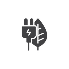 Leaf with a power plug vector icon