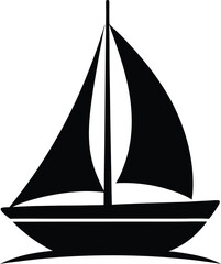 Sailboat silhouette Vector Icon, Illustration on black and white background