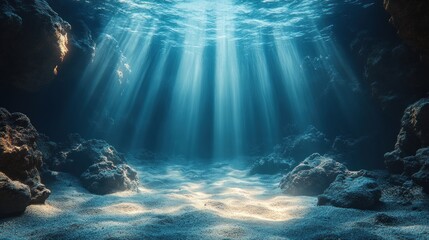 Underwater Cave with Sunbeams
