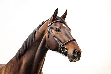 Obraz premium Close up brown horse portrait isolated on white background