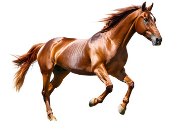 Naklejka premium Running brown horse isolated on white background