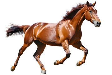 Obraz premium Running brown horse isolated on white background