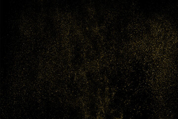 Gold Glitter Texture Isolated on Black Background. Golden stardust. Amber Particles Color. Golden Rain. Vector Illustration, Eps 10.