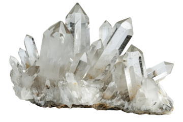 A stunning clear quartz crystal cluster displaying natural beauty and intricate formations, perfect for decoration or metaphysical use.