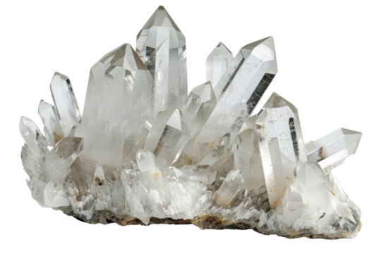 A stunning clear quartz crystal cluster displaying natural beauty and intricate formations, perfect for decoration or metaphysical use.