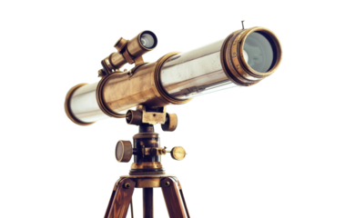 Vintage telescope on a tripod, perfect for stargazing and exploring distant landscapes. A timeless tool for observation.