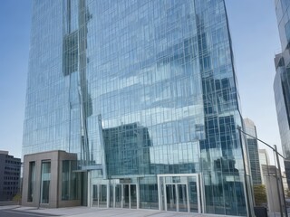 Naklejka premium modern office building with windows,modern office building in the city,modern office building with sky