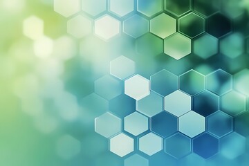Hexagonal Harmony: An abstract background of interconnected hexagons shimmers with a vibrant green and blue gradient, evoking a sense of scientific innovation and technological advancement. 