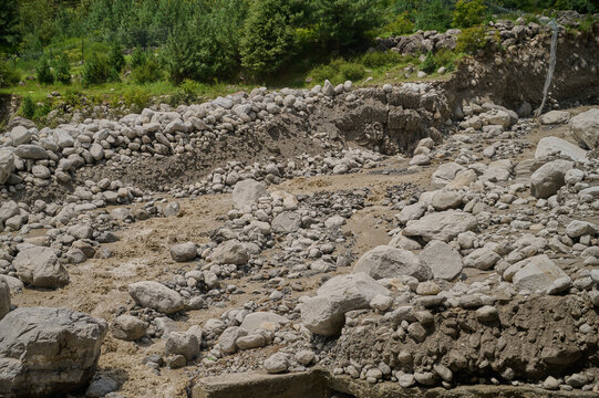 Massive landscape destruction following a severe cloudburst in the Indian Himalayas.