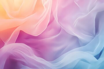 Obraz premium Abstract Rainbow Fabric Texture: A close-up shot of delicate, iridescent fabric, flowing and shimmering with an ethereal, rainbow gradient. The soft focus and gentle curves create a dreamy, artistic b