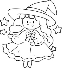 Halloween, Ghost, Party, Fun, Hand Drawn, Coloring, Illustration, Card