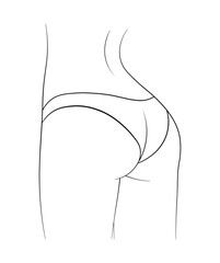 butt woman panties bikini black white drawing