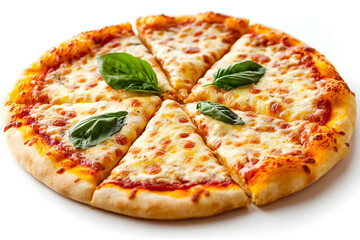 Quattro Formaggi pizza isolated on white background