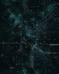 Obraz premium Abstract digital background with glowing lines and circuit board patterns.