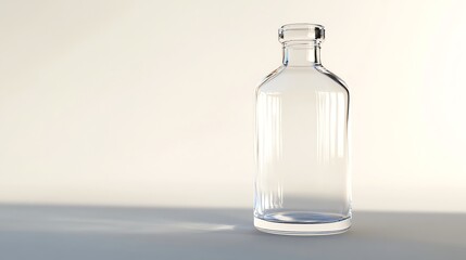 Clear glass bottle on a white background.