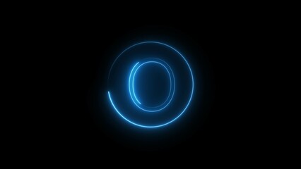 Blue Neon Letter Font Sign Illustration on Black Background.