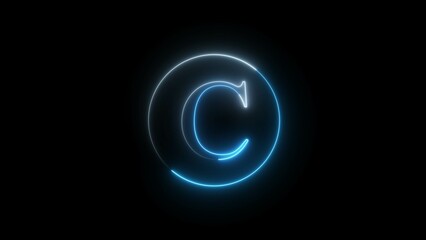 Neon Glowing Alphabet Letter Sign Illustration Background. 