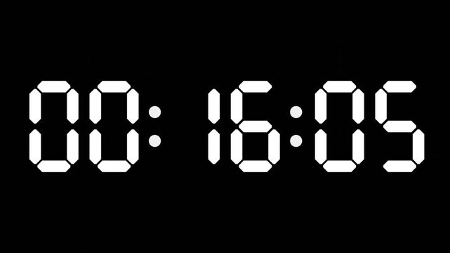 00:16 - 60 Second Full-Screen Countdown Timer with 7-Segment Display | 12:16 AM (Twelve O'Clock Sixteen Minutes) | Zero O'clock, Sixteen Minutes