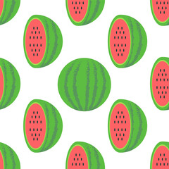 half watermelon pattern with white background, flat vector style 