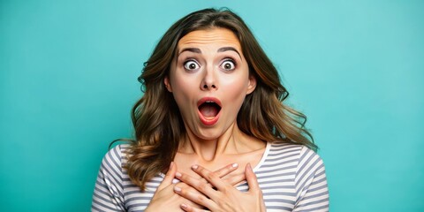 La mujer muestra una expresión boquiobra y susurra "¡Dios mío!" al ver algo increíble.