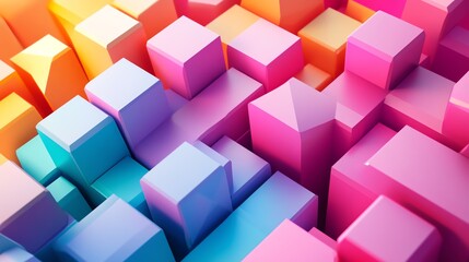 Abstract colorful block background with vibrant pink, orange, blue and purple hues.