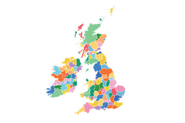 England map on white background. All countries in England Modern color. Can use for printing, website, presentation element, textile. World map vector illustration, high-resolution, travel.