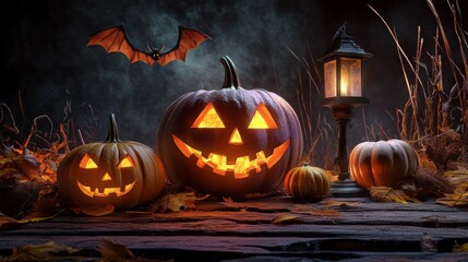 Halloween pumpkin scary jack o lantern holiday background
